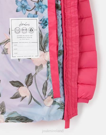 Apparel IE Joules Girls Kinnaird Showerproof Recycled Packable Padded Jacket 1-12 Years BRIGHT PINK JVVL279
