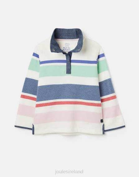 Apparel IE Joules Girls Saunton Stripe Funnel Neck Sweatshirt 2-12 Years CREAM MULTI STRIPE JVVL320