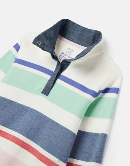 Apparel IE Joules Girls Saunton Stripe Funnel Neck Sweatshirt 2-12 Years CREAM MULTI STRIPE JVVL320