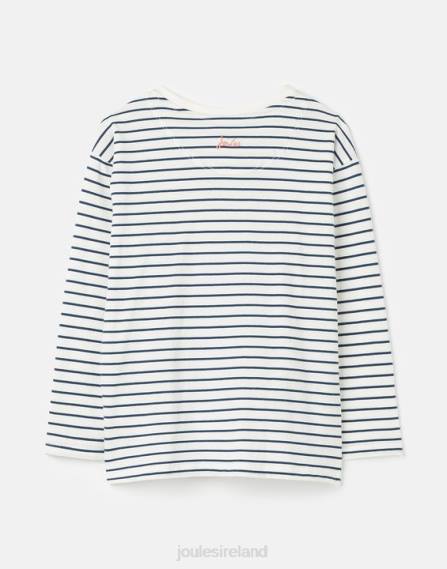 Apparel IE Joules Girls Ava Long Sleeve T-Shirt 2-12 Years CREAM NAVY STRIPE JVVL281