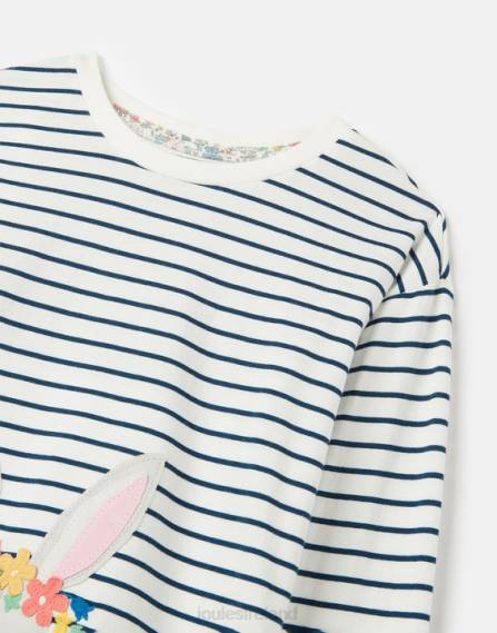 Apparel IE Joules Girls Ava Long Sleeve T-Shirt 2-12 Years CREAM NAVY STRIPE JVVL281