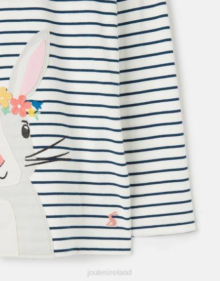 Apparel IE Joules Girls Ava Long Sleeve T-Shirt 2-12 Years CREAM NAVY STRIPE JVVL281