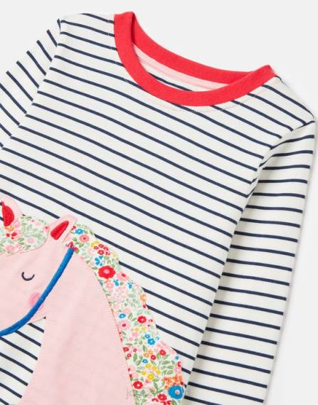Apparel IE Joules Girls Burghley Long Sleeve T-Shirt 2-12 Years NAVY HORSE STRIPE JVVL287