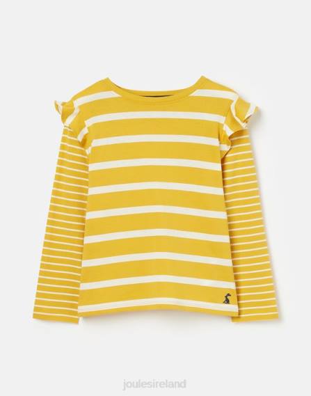 Apparel IE Joules Girls Elora Long Sleeve Jersey T-Shirt 2-12 Years YELLOW STRIPE JVVL302