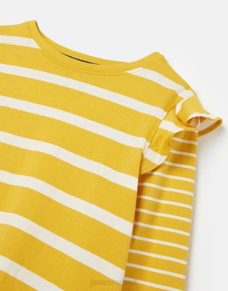 Apparel IE Joules Girls Elora Long Sleeve Jersey T-Shirt 2-12 Years YELLOW STRIPE JVVL302