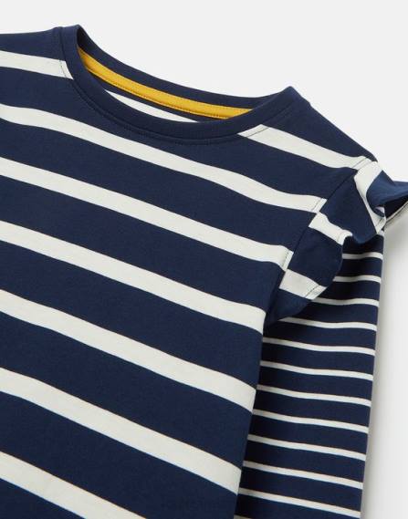 Apparel IE Joules Girls Elora Long Sleeve Jersey T-Shirt NAVY WHITE STRIPE JVVL324