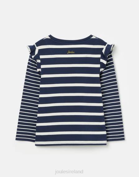 Apparel IE Joules Girls Elora Long Sleeve Jersey T-Shirt NAVY WHITE STRIPE JVVL324