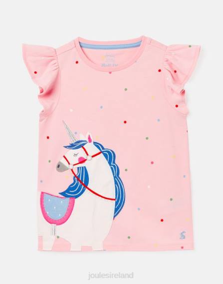Apparel IE Joules Girls Flutter Astra Short Sleeve T-shirt 2-8 Years PINK UNICORN JVVL290
