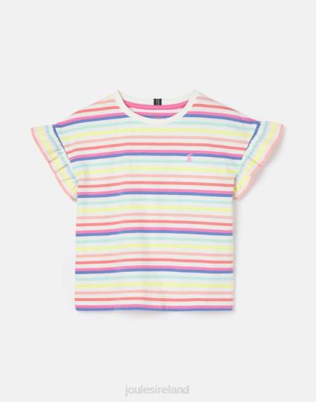 Apparel IE Joules Girls Frillside Short Sleeve Frill T-Shirt 2-12 Years MULTI STRIPE JVVL258