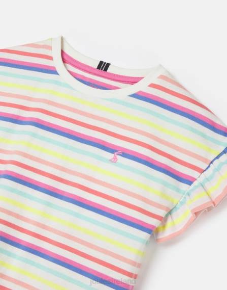 Apparel IE Joules Girls Frillside Short Sleeve Frill T-Shirt 2-12 Years MULTI STRIPE JVVL258