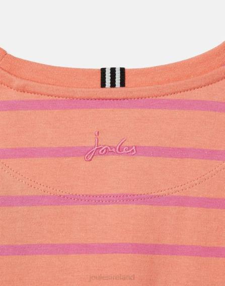 Apparel IE Joules Girls Frillside Short Sleeve Frill T-Shirt 2-12 Years PEACH STRIPE JVVL297