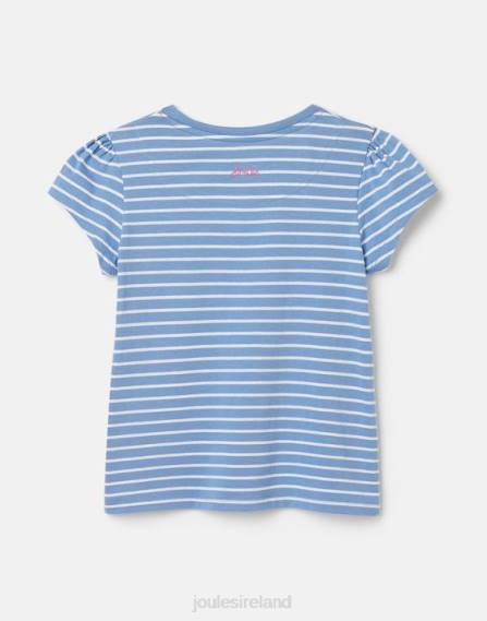 Apparel IE Joules Girls Pixie Screenprint T-Shirt 2-12 Years BLUE STRIPE FLAMINGO JVVL289