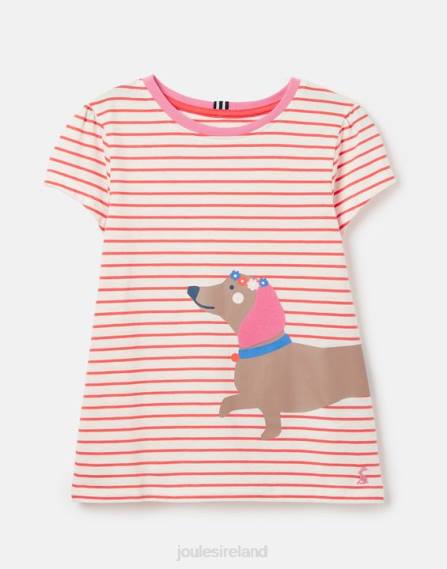 Apparel IE Joules Girls Pixie Screenprint T-Shirt 2-12 Years STRIPE DOG JVVL259