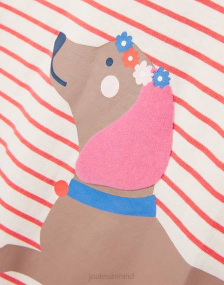 Apparel IE Joules Girls Pixie Screenprint T-Shirt 2-12 Years STRIPE DOG JVVL259