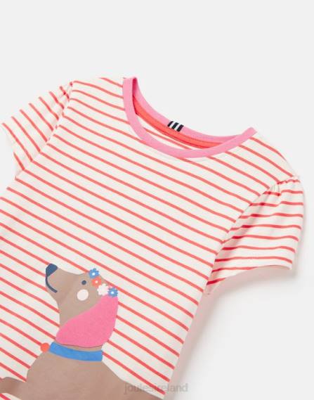 Apparel IE Joules Girls Pixie Screenprint T-Shirt 2-12 Years STRIPE DOG JVVL259