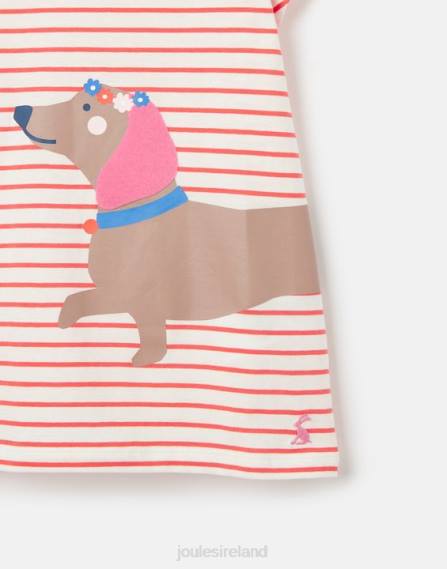 Apparel IE Joules Girls Pixie Screenprint T-Shirt 2-12 Years STRIPE DOG JVVL259