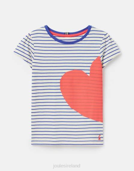 Apparel IE Joules Girls Pixie Short Sleeve Screenprint T-Shirt 2-12 Years RED HEART STRIPE JVVL265