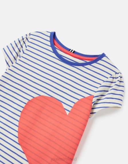 Apparel IE Joules Girls Pixie Short Sleeve Screenprint T-Shirt 2-12 Years RED HEART STRIPE JVVL265