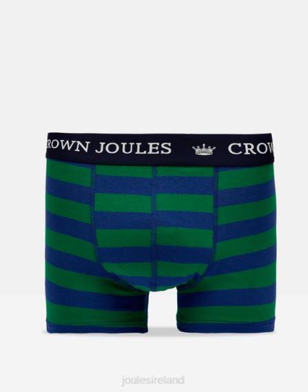 Accessories IE Joules Men Crown Cotton Boxers 2 Pack GREEN BLUE STRIPE JVVL172