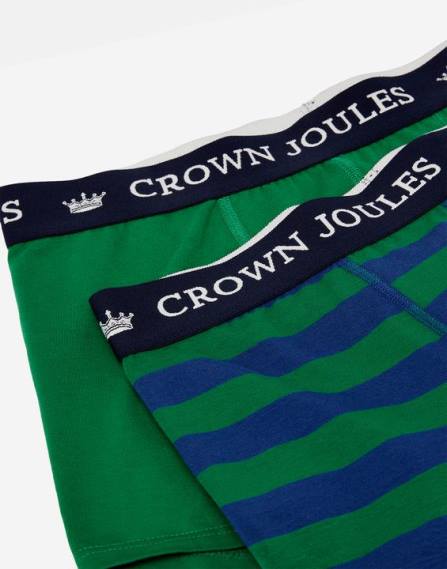 Accessories IE Joules Men Crown Cotton Boxers 2 Pack GREEN BLUE STRIPE JVVL172