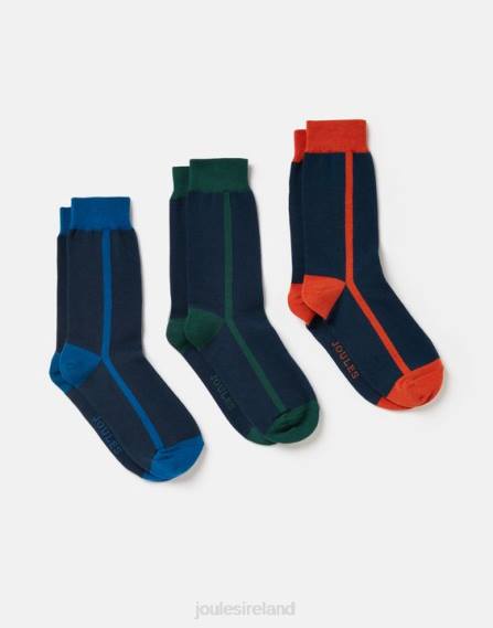 Accessories IE Joules Men Striking Cotton Socks 3 Pack NAVY COLOUR BLOCK JVVL254