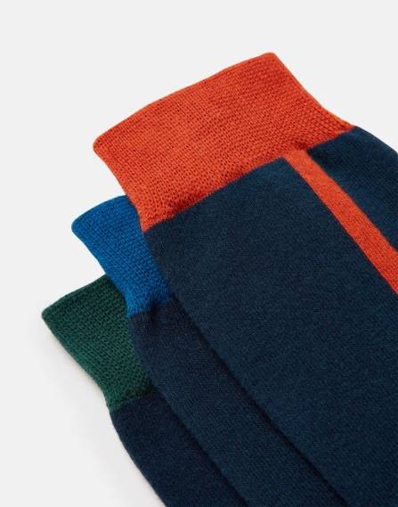 Accessories IE Joules Men Striking Cotton Socks 3 Pack NAVY COLOUR BLOCK JVVL254