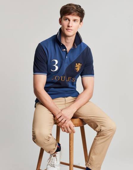 Apparel IE Joules Men Embellished Polo Shirt DEEP BLUE JVVL216