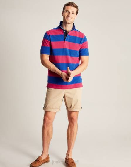 Apparel IE Joules Men Filbert Polo Shirt MID BLUE PINK STRIPE JVVL204