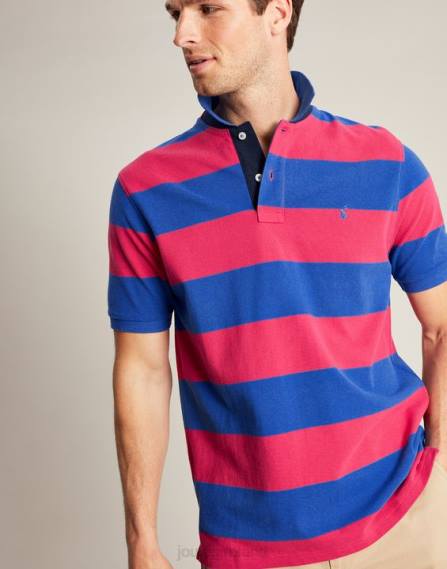 Apparel IE Joules Men Filbert Polo Shirt MID BLUE PINK STRIPE JVVL204