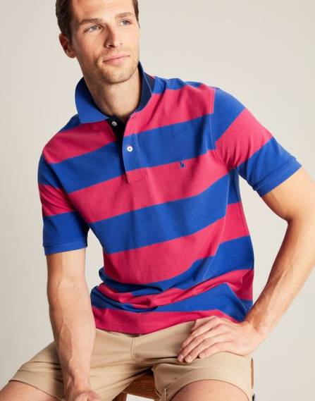 Apparel IE Joules Men Filbert Polo Shirt MID BLUE PINK STRIPE JVVL204