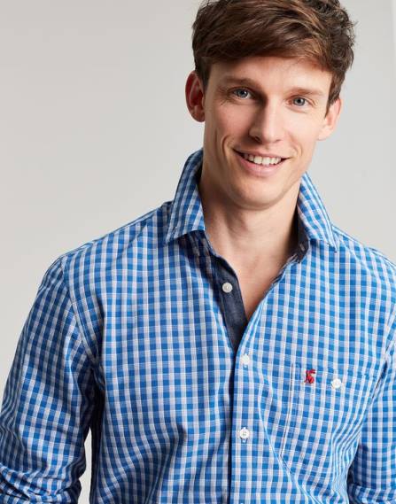 Apparel IE Joules Men Abbott Classic Fit Peached Poplin Shirt BLUE GINGHAM JVVL212