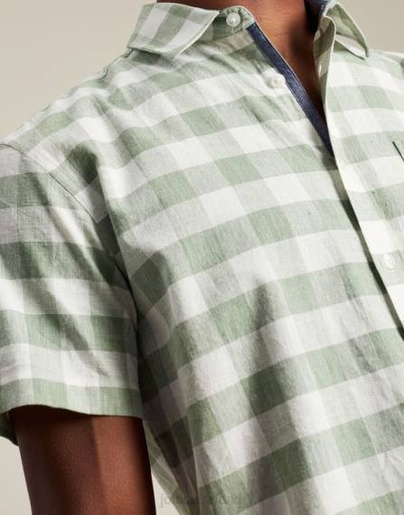 Apparel IE Joules Men Breaker Linen Shirt GREEN GINGHAM JVVL175