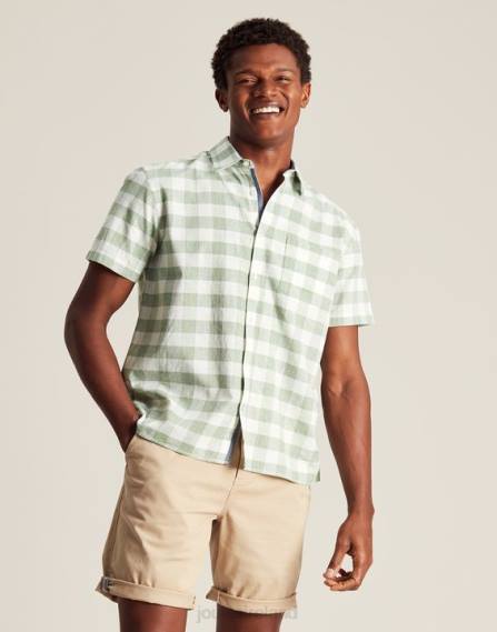 Apparel IE Joules Men Breaker Linen Shirt GREEN GINGHAM JVVL175