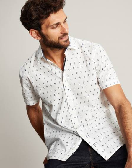 Apparel IE Joules Men Lloyd Classic Fit Printed Shirt WHITE JVVL238