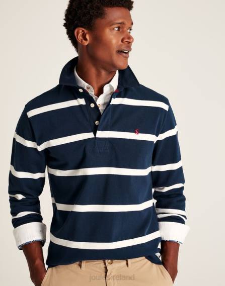 Apparel IE Joules Men Onside Rugby Shirt NAVY CREME STRIPE JVVL178