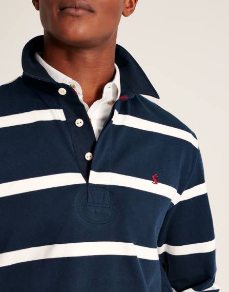 Apparel IE Joules Men Onside Rugby Shirt NAVY CREME STRIPE JVVL178