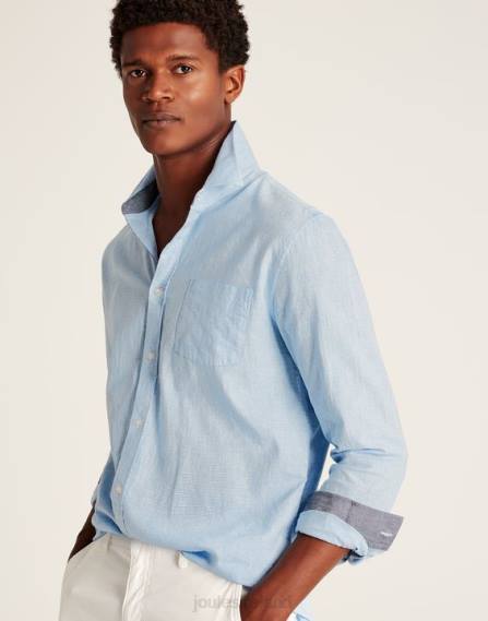 Apparel IE Joules Men Tilford Linen Blend Classic Fit Shirt BLUE HOUNDSTOOTH JVVL185