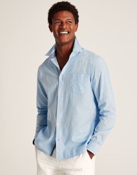 Apparel IE Joules Men Tilford Linen Blend Classic Fit Shirt BLUE HOUNDSTOOTH JVVL185