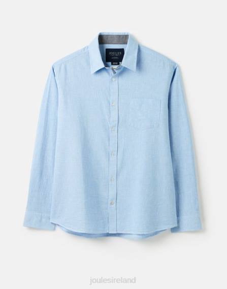 Apparel IE Joules Men Tilford Linen Blend Classic Fit Shirt BLUE HOUNDSTOOTH JVVL185
