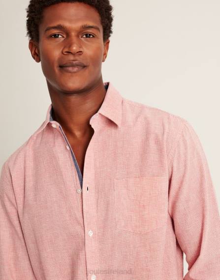 Apparel IE Joules Men Tilford Linen Blend Classic Fit Shirt PINK HOUNDSTOOTH JVVL171