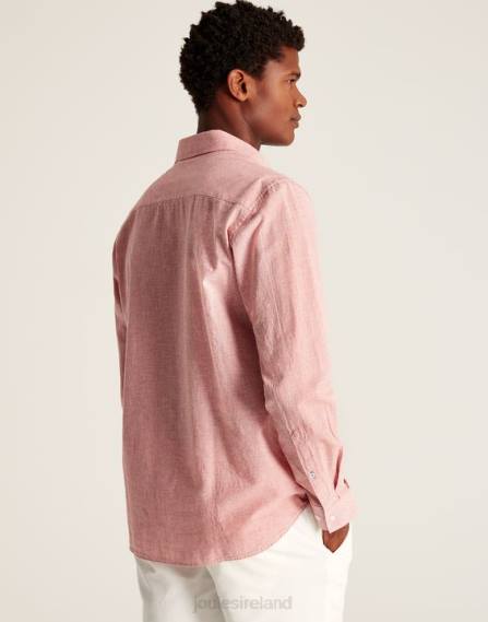 Apparel IE Joules Men Tilford Linen Blend Classic Fit Shirt PINK HOUNDSTOOTH JVVL171