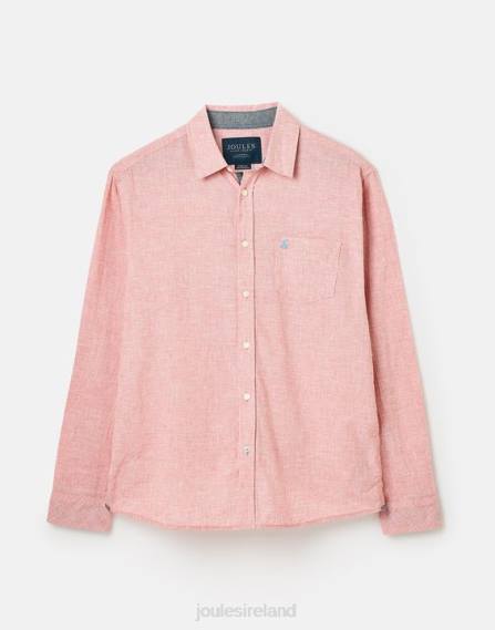 Apparel IE Joules Men Tilford Linen Blend Classic Fit Shirt PINK HOUNDSTOOTH JVVL171