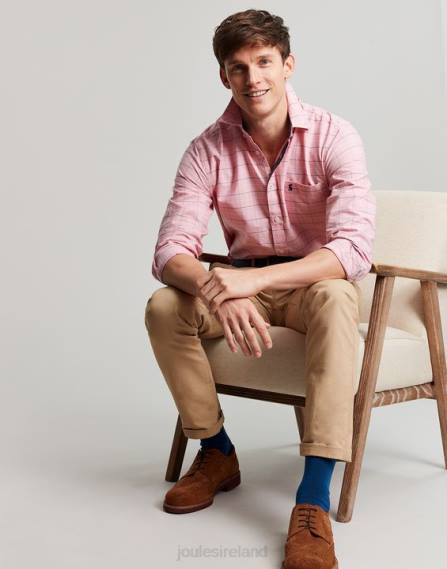 Apparel IE Joules Men Welford Long Sleeve Classic Fit Check Shirt PINK CHECK JVVL247