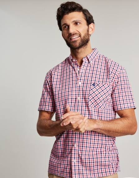 Apparel IE Joules Men Wilson Classic Fit Check Shirt PINK NAVY GINGHAM JVVL220