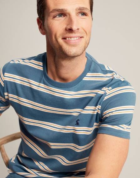 Apparel IE Joules Men Boathouse Striped T-Shirt BLUE GOLD STRIPE JVVL210