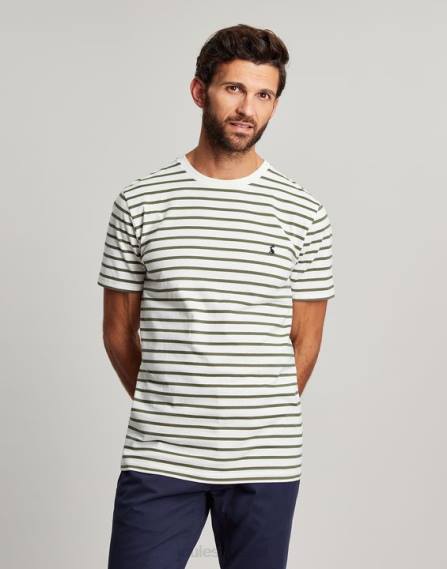 Apparel IE Joules Men Boathouse Striped T-Shirt WHITE KHAKI STRIPE JVVL252