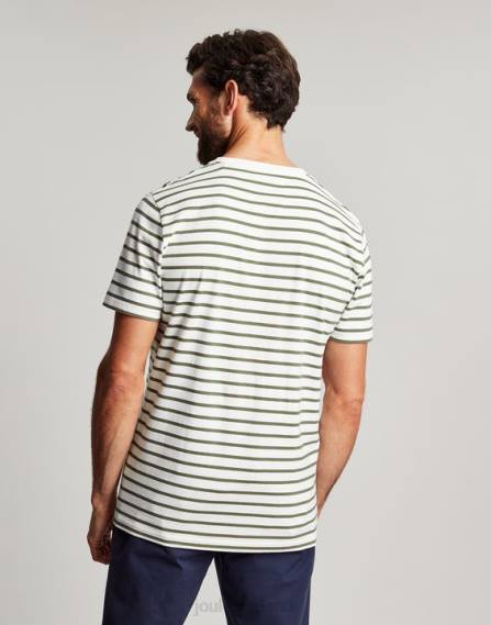 Apparel IE Joules Men Boathouse Striped T-Shirt WHITE KHAKI STRIPE JVVL252