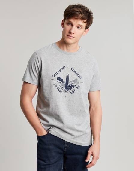 Apparel IE Joules Men Flynn Graphic T-Shirt GREY MARL JVVL184