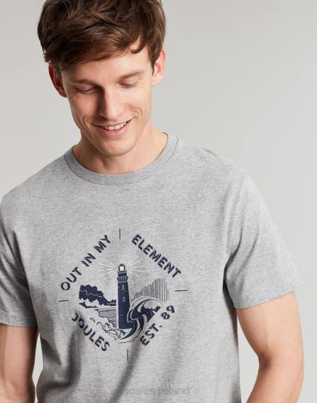Apparel IE Joules Men Flynn Graphic T-Shirt GREY MARL JVVL184