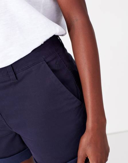 Apparel IE Joules Women Cruise Mid Length Chino Shorts FRENCH NAVY JVVL82